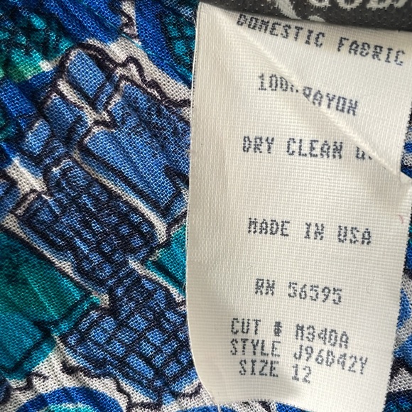 Turquoise, periwinkle, aqua cornflower, blue beach blouse by casual corner sz 12 - Picture 5 of 7